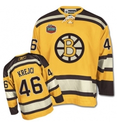 Men's Reebok Boston Bruins #46 David Krejci Authentic Gold Winter Classic NHL Jersey