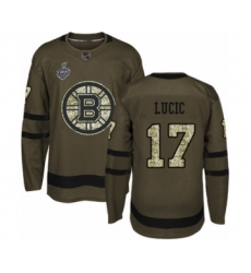 Men's Boston Bruins #17 Milan Lucic Authentic Green Salute to Service 2019 Stanley Cup Final Bound Hockey Jersey