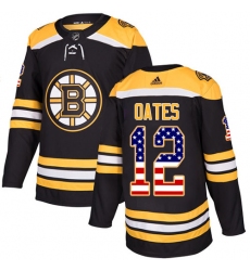 Youth Adidas Boston Bruins #12 Adam Oates Authentic Black USA Flag Fashion NHL Jersey