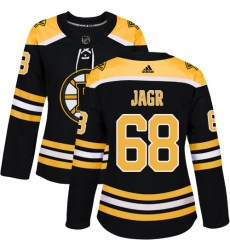 Women's Adidas Boston Bruins #68 Jaromir Jagr Premier Black Home NHL Jersey