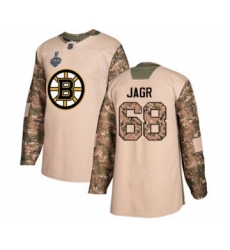 Youth Boston Bruins #68 Jaromir Jagr Authentic Camo Veterans Day Practice 2019 Stanley Cup Final Bound Hockey Jersey