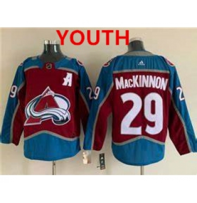 Youth Colorado Avalanche #29 Nathan MacKinnon With A Ptach Burgundy Stitched Jersey