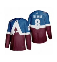 Women's Colorado Avalanche #8 Teemu Selanne Authentic Burgundy Blue 2020 Stadium Series Hockey Jersey