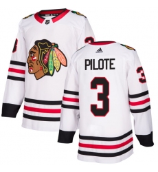 Women's Adidas Chicago Blackhawks #3 Pierre Pilote Authentic White Away NHL Jersey