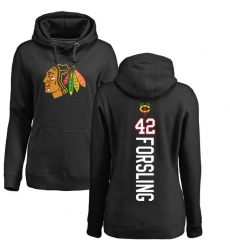 NHL Women's Adidas Chicago Blackhawks #42 Gustav Forsling Black Backer Pullover Hoodie