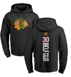 NHL Adidas Chicago Blackhawks #30 ED Belfour Black Backer Pullover Hoodie