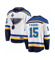 Youth St. Louis Blues #15 Robby Fabbri Fanatics Branded White Away Breakaway 2019 Stanley Cup Final Bound Hockey Jersey