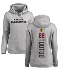 NHL Women's Adidas Chicago Blackhawks #22 Jordin Tootoo Ash Backer Pullover Hoodie