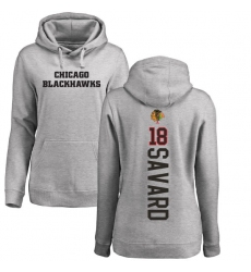 NHL Women's Adidas Chicago Blackhawks #18 Denis Savard Ash Backer Pullover Hoodie