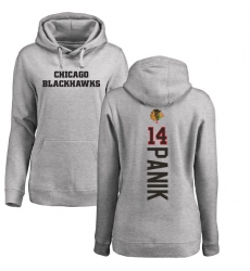 NHL Women's Adidas Chicago Blackhawks #14 Richard Panik Ash Backer Pullover Hoodie
