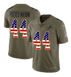 Men's Nike Detroit Lions #44 Jalen Reeves-Maybin Limited Olive/USA Flag Salute to Service NFL Jersey
