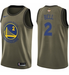 Men's Nike Golden State Warriors #2 Jordan Bell Swingman Green Salute to Service 2018 NBA Finals Bound NBA Jersey