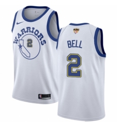 Men's Nike Golden State Warriors #2 Jordan Bell Swingman White Hardwood Classics 2018 NBA Finals Bound NBA Jersey