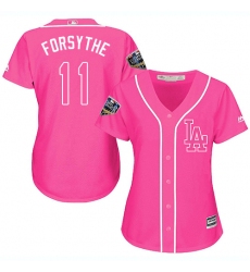 Women's Majestic Los Angeles Dodgers #11 Logan Forsythe Authentic Pink Fashion Cool Base 2018 World Series MLB Jersey