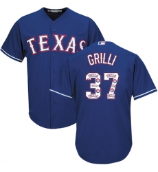 Men's Majestic Texas Rangers #37 Jason Grilli Authentic Royal Blue Team Logo Fashion Cool Base MLB Jersey