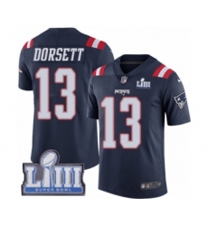 Men's Nike New England Patriots #13 Phillip Dorsett Limited Navy Blue Rush Vapor Untouchable Super Bowl LIII Bound NFL Jersey