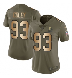 Women's Nike Cleveland Browns #93 Trevon Coley Limited Olive/Gold 2017 Salute to Service NFL Jersey
