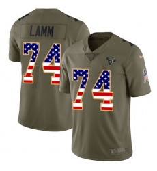 Youth Nike Houston Texans #74 Kendall Lamm Limited Olive USA Flag 2017 Salute to Service NFL Jersey