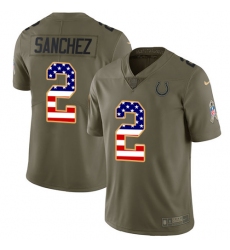 Men's Nike Indianapolis Colts #2 Rigoberto Sanchez Limited Olive/USA Flag 2017 Salute to Service NFL Jersey