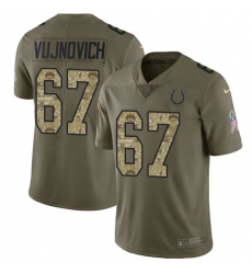 Youth Nike Indianapolis Colts #67 Jeremy Vujnovich Limited Olive/Camo 2017 Salute to Service NFL Jersey