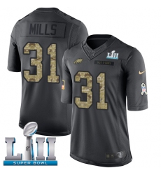 Men's Nike Philadelphia Eagles #31 Jalen Mills Limited Black 2016 Salute to Service Super Bowl LII NFL Jersey
