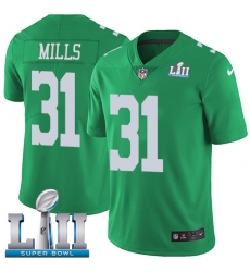 Youth Nike Philadelphia Eagles #31 Jalen Mills Limited Green Rush Vapor Untouchable Super Bowl LII NFL Jersey