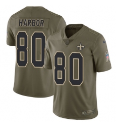 Youth Nike New Orleans Saints #80 Clay Harbor Limited Olive 2017 Salute to Service NFL Jersey