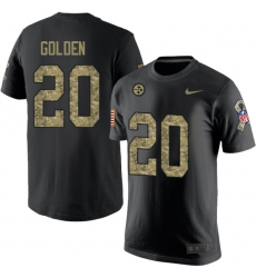 Nike Pittsburgh Steelers #20 Robert Golden Black Camo Salute to Service T-Shirt