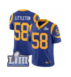 Men's Nike Los Angeles Rams #58 Cory Littleton Royal Blue Alternate Vapor Untouchable Limited Player Super Bowl LIII Bound NFL Jersey