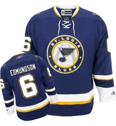 Youth Reebok St. Louis Blues #6 Joel Edmundson Authentic Navy Blue Third NHL Jersey