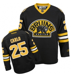 Women's Reebok Boston Bruins #25 Brandon Carlo Authentic Black Third NHL Jersey