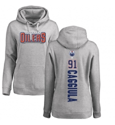 NHL Women's Adidas Edmonton Oilers #91 Drake Caggiula Ash Backer Pullover Hoodie