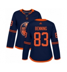 Women's Edmonton Oilers #83 Matt Benning Authentic Navy Blue Alternate Hockey Jersey