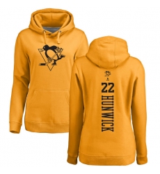 NHL Women's Adidas Pittsburgh Penguins #22 Matt Hunwick Gold One Color Backer Pullover Hoodie