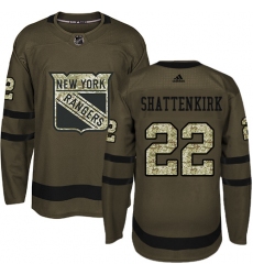 Men's Adidas New York Rangers #22 Kevin Shattenkirk Authentic Green Salute to Service NHL Jersey