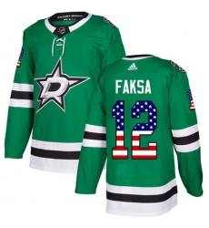 Youth Adidas Dallas Stars #12 Radek Faksa Authentic Green USA Flag Fashion NHL Jersey