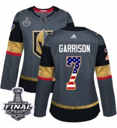 Women's Adidas Vegas Golden Knights #7 Jason Garrison Authentic Gray USA Flag Fashion 2018 Stanley Cup Final NHL Jersey