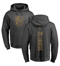 NHL Adidas Vegas Golden Knights #24 Oscar Lindberg Charcoal One Color Backer Pullover Hoodie