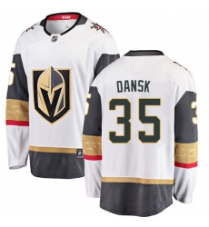 Men's Vegas Golden Knights #35 Oscar Dansk Authentic White Away Fanatics Branded Breakaway NHL Jersey