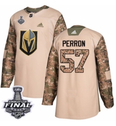 Youth Adidas Vegas Golden Knights #57 David Perron Authentic Camo Veterans Day Practice 2018 Stanley Cup Final NHL Jersey