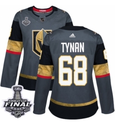 Women's Adidas Vegas Golden Knights #68 T.J. Tynan Authentic Gray Home 2018 Stanley Cup Final NHL Jersey