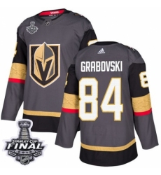 Men's Adidas Vegas Golden Knights #84 Mikhail Grabovski Authentic Gray Home 2018 Stanley Cup Final NHL Jersey