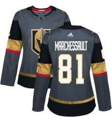 Women's Adidas Vegas Golden Knights #81 Jonathan Marchessault Authentic Gray Home NHL Jersey