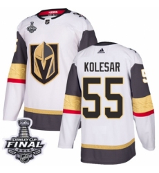 Men's Adidas Vegas Golden Knights #55 Keegan Kolesar Authentic White Away 2018 Stanley Cup Final NHL Jersey
