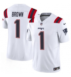 Men's New England Patriots #1 A.J. Brown White 2026 F.U.S.E. Vapor Limited Football Stitched Jersey