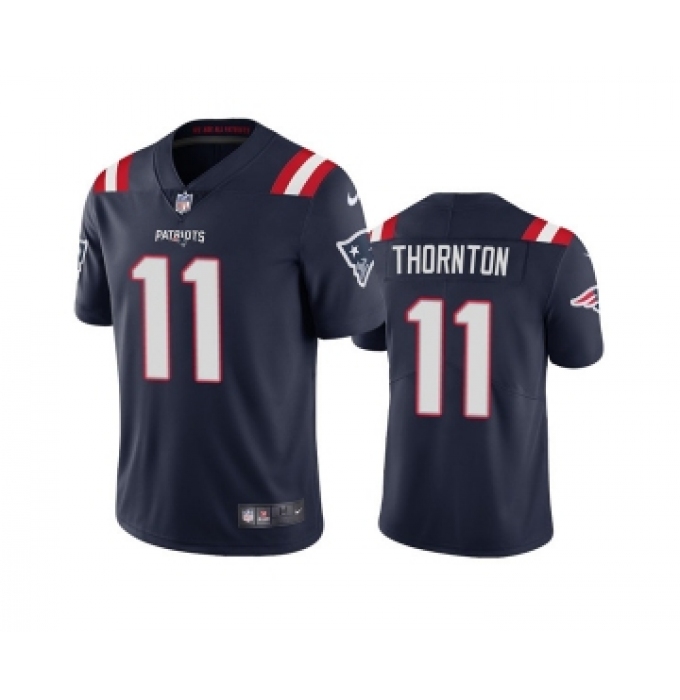 Men's New England Patriots #11 Tyquan Thornton Navy Vapor Untouchable Limited Stitched Jersey