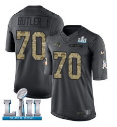 Men's Nike New England Patriots #70 Adam Butler Limited Black 2016 Salute to Service Super Bowl LII NFL Jersey