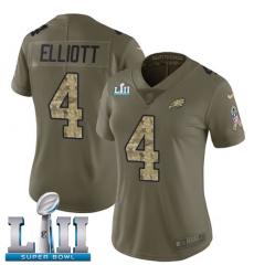 Women's Nike Philadelphia Eagles #4 Jake Elliott Limited Olive/Camo 2017 Salute to Service Super Bowl LII NFL Jersey