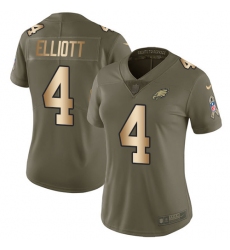 Women's Nike Philadelphia Eagles #4 Jake Elliott Limited Olive/Gold 2017 Salute to Service NFL Jersey