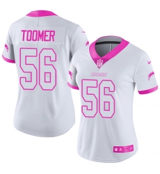 Women's Nike Los Angeles Chargers #56 Korey Toomer Limited White/Pink Rush Fashion NFL Jersey
